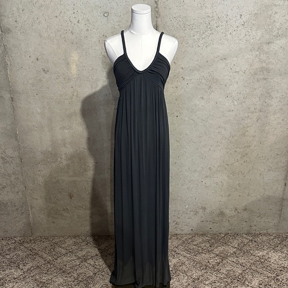 Forever 21 Y2K Charcoal Gray Braided Strappy Maxi Dress | Minimalist | Size S - Picture 1 of 7